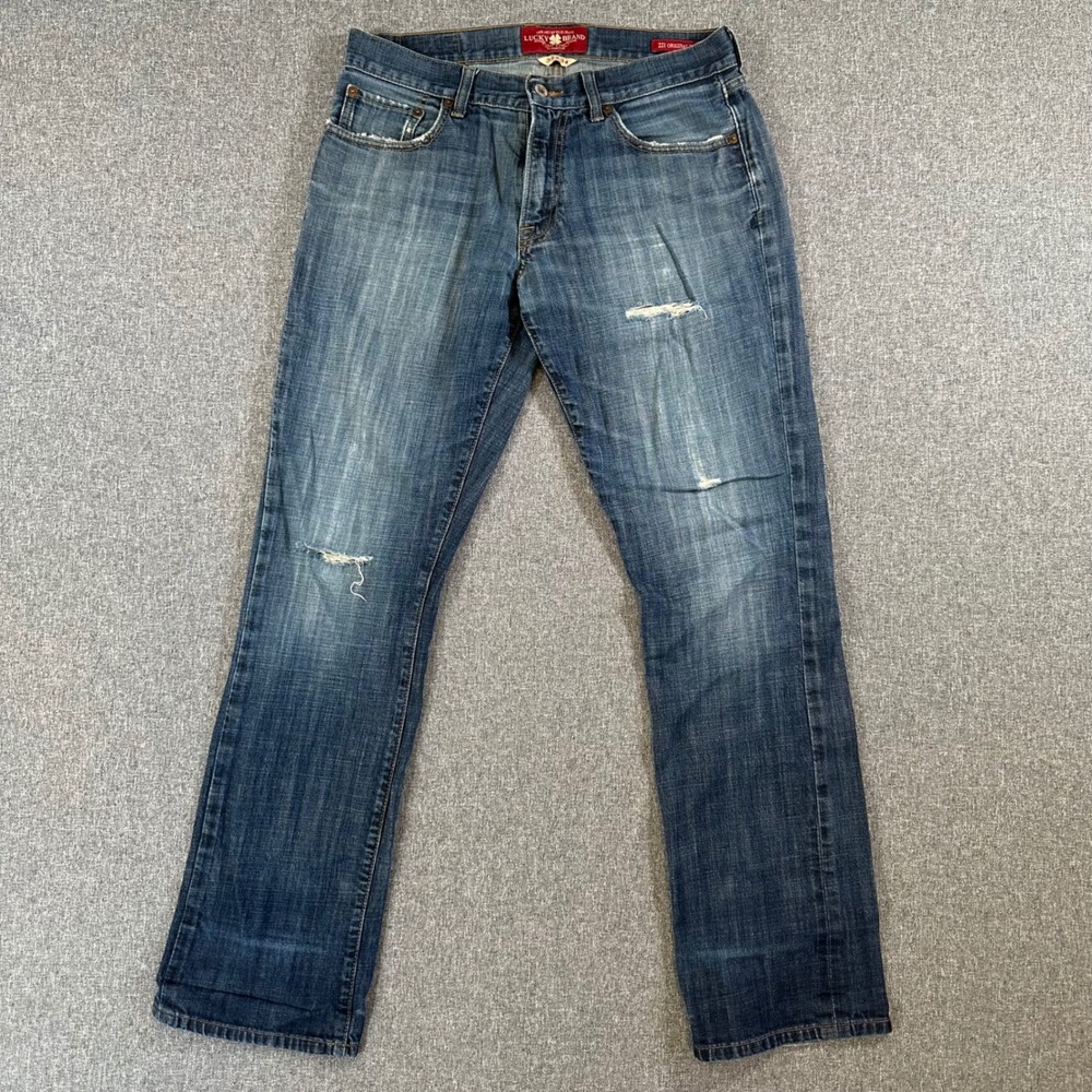 Lucky Brand Jeans Mens 32 221 Original Boot Blue Distressed